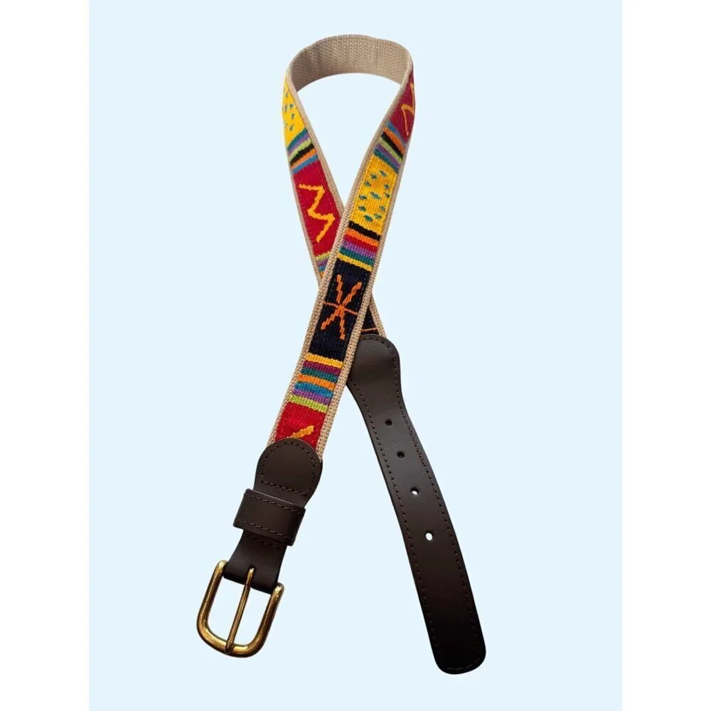 A TAIL WE CAN WAG Handmade Guatemalan Woven Leather Belt